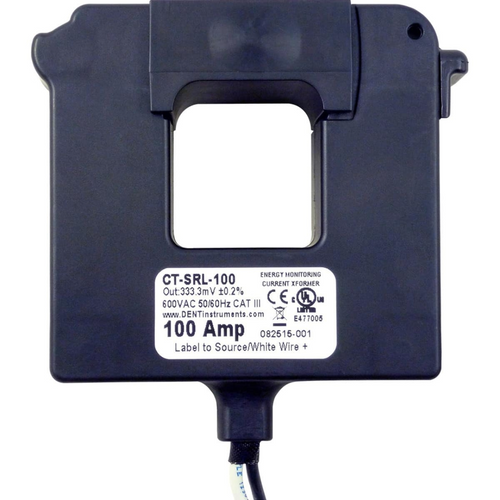 Dent Instruments CT-SRL-100-U : 100A Large Revenue Grade Split-Core Current Transformer, 1.25" (32mm) Opening; Current Range: 1.0-200A AC, Output 333 mV @100A AC, 3 Meter / 9.8' Lead