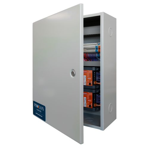 Prolon PL-PN2-M2-BLR-M2-FLX : Pre-Wired Prolon Dual Mixed Controller Panel with (1) M2000 Boiler Controller and (1) M2000 Flex I/O Controller, Terminal for all Connections (24V Power Supply, I/O, Comms), N1 Encl., UL508 Cert.