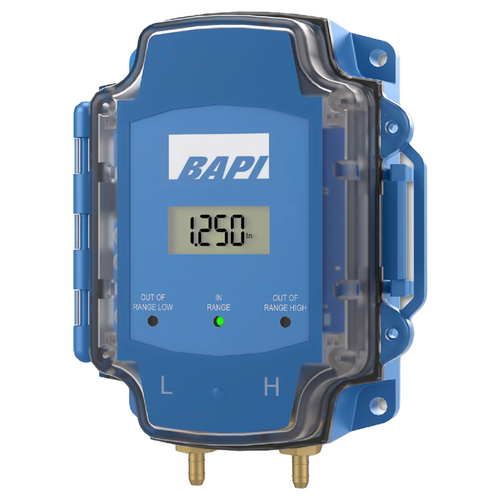 BAPI BA/ZPM-LR-NT-D-BB : Zone Pressure Multi-Sensor (ZPM) Differential Pressure Sensor, 10 Field Selectable Low Pressure Ranges and 5 Field Selectable Outputs, No Probe Included, NEMA 4 Enclosure, LCD Display, 5-Year Warranty