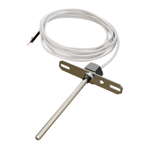 ACI A/100-3W-DO-4"-20'CL2P : Duct Temperature Sensor, 100 Ohm Platinum RTD (Three Wires), 4" Duct Probe, Flange Mount, 20 ft (6.10m), 2 Conductor Plenum Rated Cable, Made in USA