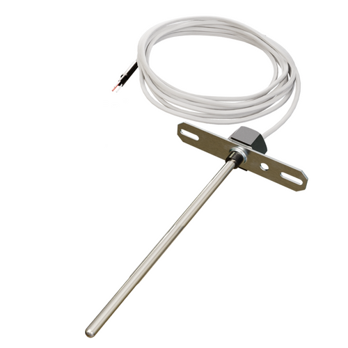 ACI A/100-3W-DO-6"-6'CL2P : Duct Temperature Sensor, 100 Ohm Platinum RTD (Three Wires), 6" Duct Probe, Flange Mount, 6 ft (1.83m), 2 Conductor Plenum Rated Cable, Made in USA