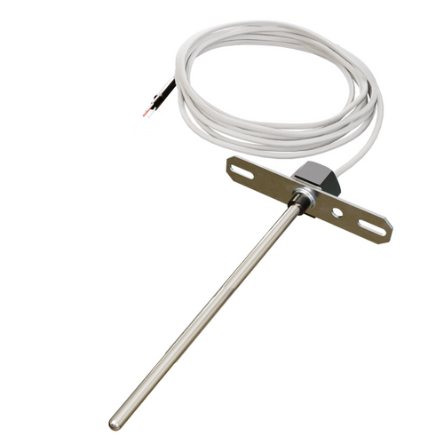 ACI A/100-3W-DO-6"-20'CL2P : Duct Temperature Sensor, 100 Ohm Platinum RTD (Three Wires), 6" Duct Probe, Flange Mount, 20 ft (6.10m), 2 Conductor Plenum Rated Cable, Made in USA