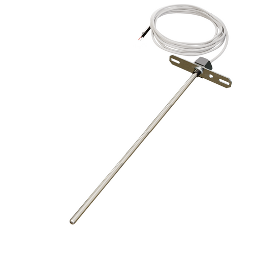 ACI A/100-3W-DO-12"-6'CL2P : Duct Temperature Sensor, 100 Ohm Platinum RTD (Three Wires), 12" Duct Probe, Flange Mount, 6 ft (1.83m), 2 Conductor Plenum Rated Cable, Made in USA