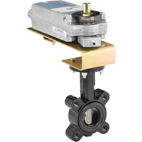 Siemens B225FC-GIB131.3U : 2-Way 2-1/2" Inch Butterfly Valve, Full Cut, Cv 282, Close-off Pressure 175 psid, Normally Closed, Non-Spring Return Actuator, 24VAC/DC, Floating Point Control Signal