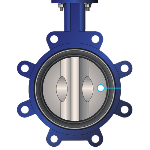 Siemens B205UM : 2-Way 5" Inch Butterfly Valve, Under Cut, Cv 1376, Close-off Pressure 50 psid, (Valve Assembly with Manual Operator - Actuator Sold Seperately)