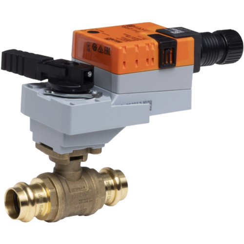 Belimo B2100PW-Q PF+LRX24-3 : 2-Way 1" Lead Free Potable Water Valve, Press Fit, Fluid temperature -4.0 to 212¡F + Non-Spring Actuator, 24VAC/DC, On/Off, Floating Point Control Signal