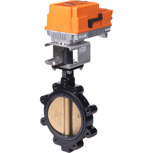 Belimo EXT-LD14108BE1AX+PKRBUP-MFT-T : 2-Way 8" Potable Water Butterfly Valve, Cv Rating 3136, Non-Spring Return Actuator, 24 to 240 VAC / 24 to 125 VDC, Programmable (2-10VDC Default) Control Signal, Terminal Strip