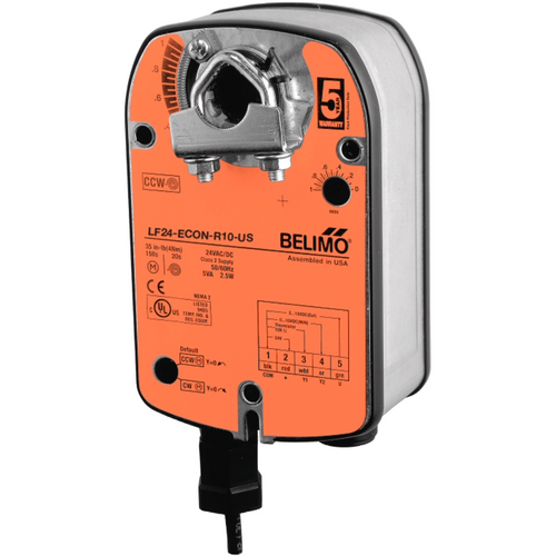 Belimo LF24-ECON-R10 US : Fail-Safe Damper Actuator, 35 in-lb Torque, 24VAC/DC, 10 k½ NTC, Modulating, 5-Year Warranty