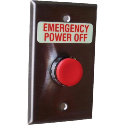 Pilla WPSYX Emergency Power-Off : Wall Plate Operator Station, Red Momentary Round Push Button, Extended Head, "Emergency Power-Off", NEMA 1 (Indoor) Rated, Fits 1-3 Contact Blocks, UL Listed