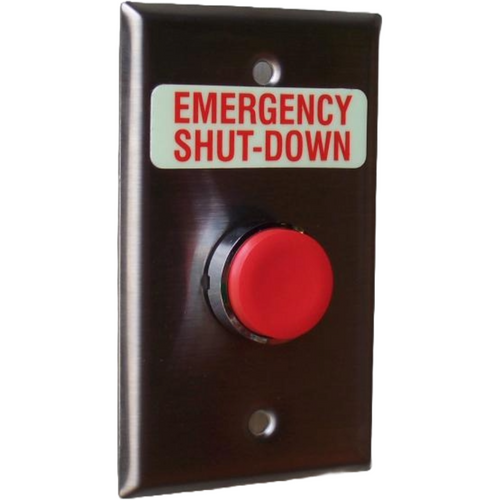 Pilla WPSYXSL Emergency Shut-Down : Wall Plate Operator Station, Red Momentary Round Push Button, Extended Head, "Emergency Shut-Down", NEMA 1 (Indoor) Rated, Fits 1-3 Contact Blocks, UL Listed