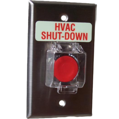 Pilla WPSCP1SL HVAC Shut-Down : Wall Plate Operator Station, Clear Padlockable Raise Lid, Red Momentary Round Push Button, "HVAC Shut-Down", NEMA 1 (Indoor) Rated, Fits 1-3 Contact Blocks, UL Listed