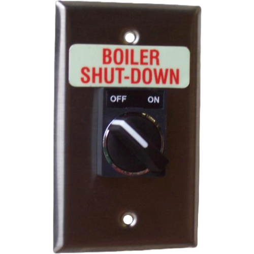 Pilla WPSP1SL Boiler Shut-Down : Wall Plate Operator Station, Two Position Selector Switch, Maintained Both Positions, Short Lever, "Boiler Shut-Down", NEMA 1 (Indoor) Rated, Fits 1-3 Contact Blocks, UL Listed
