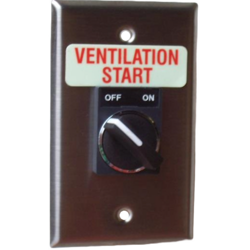 Pilla WPSP2SL Ventilation Start : Wall Plate Operator Station, Two Position Selector Switch, Momentary Both Positions, Short Lever, "Ventilation Start", NEMA 1 (Indoor) Rated, Fits 1-3 Contact Blocks, UL Listed