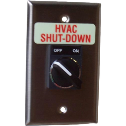 Pilla WPSP2SL HVAC Shut-Down : Wall Plate Operator Station, Two Position Selector Switch, Maintained Left, Momentary Right, Short Lever, "HVAC Shut-Down", NEMA 1 (Indoor) Rated, Fits 1-3 Contact Blocks, UL Listed