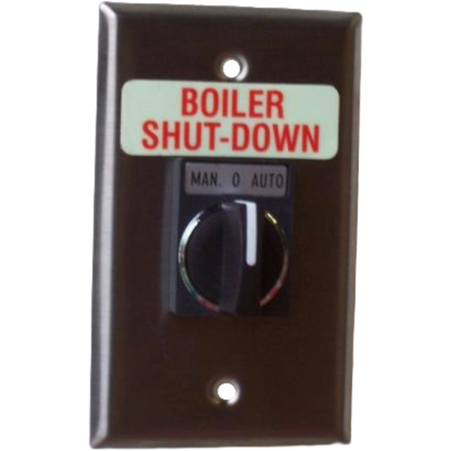 Pilla WPSP4SL Boiler Shut-Down : Wall Plate Operator Station, Three Position Selector Switch, Maintained Center, Momentary Left/Right, Short Lever , "Boiler Shut-Down", NEMA 1 (Indoor) Rated, Fits 1-3 Contact Blocks, UL Listed