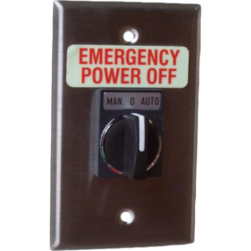 Pilla WPSP6 Emergency Power-Off : Wall Plate Operator Station, Three Position Selector Switch, Maintained Left/Center, Momentary Right, Short Lever, "Emergency Power-Off", NEMA 1 (Indoor) Rated, Fits 1-3 Contact Blocks, UL Listed