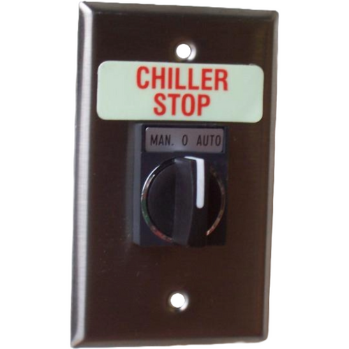 Pilla WPSP6SL Chiller Stop : Wall Plate Operator Station, Three Position Selector Switch, Maintained Left/Center, Momentary Right, Short Lever, "Chiller Stop", NEMA 1 (Indoor) Rated, Fits 1-3 Contact Blocks, UL Listed