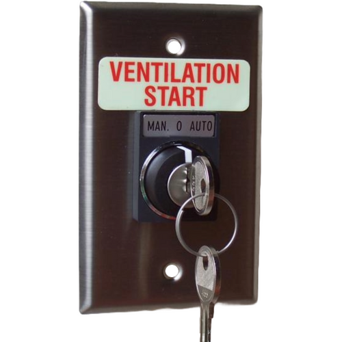 Pilla WPSK10SL Ventilation Start : Wall Plate Operator Station, Three Position Keyed Selector Switch with (2) Keys, Momentary Right, Maintained L/C, Removal Center, "Ventilation Start", NEMA 1 (Indoor) Rated, Fits 1-3 Contact Blocks, UL Listed