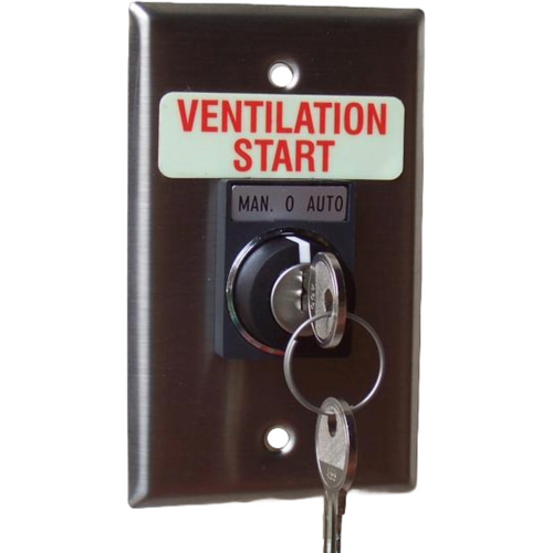 Pilla WPSK11SL Ventilation Start : Wall Plate Operator Station, Three Position Keyed Selector Switch with (2) Keys, Momentary Right, Maintained L/C, Removal Left, "Ventilation Start", NEMA 1 (Indoor) Rated, Fits 1-3 Contact Blocks, UL Listed