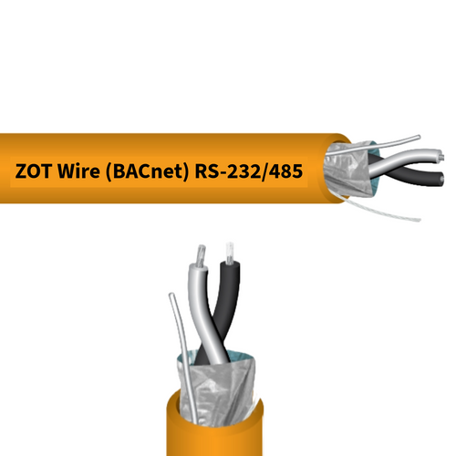 ZOT Wire ZW6901 : 24 AWG 1 Pair Tinned Copper Shielded (BACnet) RS-232, RS-422, RS-485 Low-Capacitance Communication 12.5 pF/Ft. Nom., Instrumentation and Special Application Plenum Cable, Orange Jacket, 1000 Ft. Reel, Made in USA