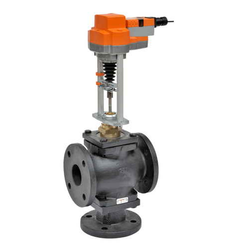 Belimo G780+EVB24-SR : Globe Valve (GV), 3", 3-way, ANSI Class 125, Cv 85  Valve Actuator, Non fail-safe, AC/DC 24 V, 2...10 V, Modulating Actuator fitted