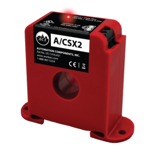 ACI A/CSX2 : Solid-Core Fixed Trip Point Current Switch, Contact Type: Normally-Closed "N/C", Amp Range: 0-250A, Trip Point: 0.25A or less, Contact Rating 0.2A @ 200VAC/VDC, 5-Year Warranty, Made in USA