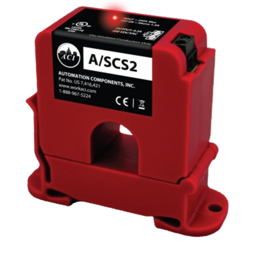 ACI A/SCS2 : Split-Core Fixed Trip Point Current Switch, Contact Type: Normally Open "N/O", Amp Range: 0-200A, Trip Point: 1.5A or less, Contact Rating 0.2A @ 200VAC/VDC, 5-Year Warranty, Made in USA