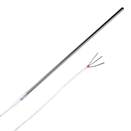 Omega PR-10L-3-100-1/8-2 : RTD Probe, Stripped Leads, -50 ¬°C to 250 ¬°C (-58 ¬°F to 482 ¬°F), Class A, 0.125 " x 2 " Probe, 40 " Cable, 3 Wires, 26 AWG, 316 SS, PFA, Immersion, 100 ¬Ω, PR-10-SB, Each