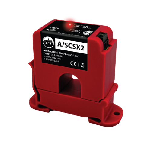 ACI A/SCSX2 : Split-Core Fixed Trip Point Current Switch, Contact Type: Normally-Closed "N/C", Amp Range: 0-200A, Trip Point: 1.5A or less, Contact Rating 0.2A @ 200VAC/VDC, 5-Year Warranty, Made in USA