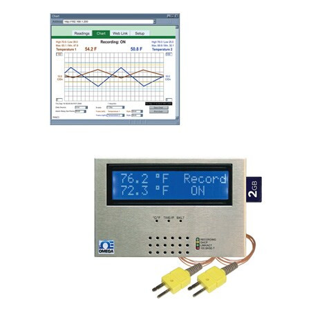 Omega ISD-TC : Web-based Temperature Monitor, 1-CH, Thermocouple I/P, Battery, AC Power Adapter, LCD, Ethernet, SD Card, iSD-TC Series, Each