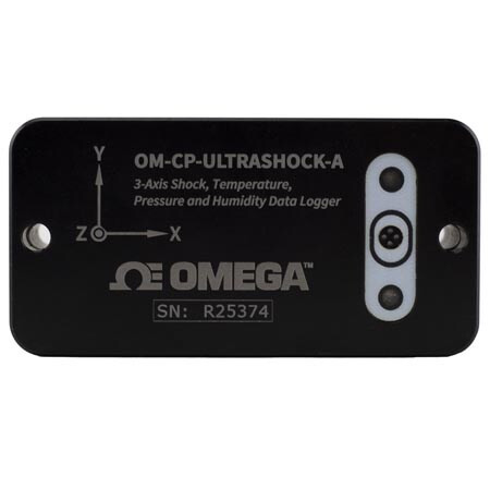 Omega OM-CP-ULTRASHOCK-A : Temperature/Pressure/Humidity Data Logger, 3-Axis Shock, NIST Traceable Certification, Up to 300g, 6 Measurements, Battery, 4M Samples, 1024 Hz Sampling Rate, USB Interface, Each