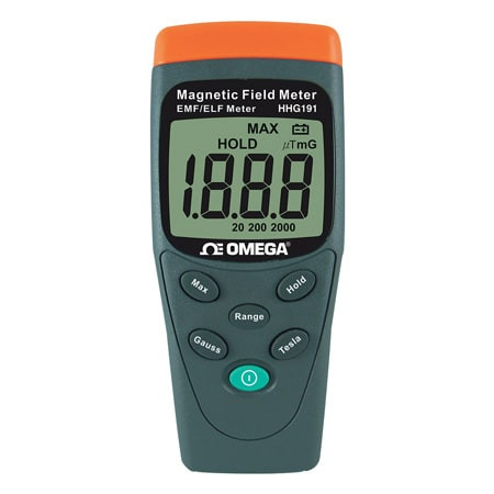 Omega HHG191 : Gauss Meter, Magnetic Field, 30 Hz to 300 Hz, 1 Measurement Axis, Data Hold & Maximum Hold Function, Switch Between the Display of Micro-Tesla & Milli-Gauss, Each