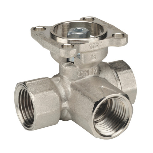 Belimo B307B : 3-Way 1/2" Characterized Control Valve (CCV), Cv Rating 0.3, (0.6 GPM @ Δ 4 psi), Chrome Plated Brass Trim, Actuator Sold Separately, 5 Year Warranty