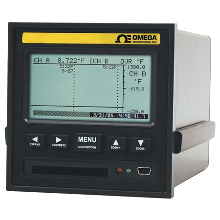 Omega RD8252-USB : Paperless Recorder, 2-Inputs, Universal Measurement, AC, 100 Hz, USB, 160 x 80 Pixels Display, RD8250 Series, Each