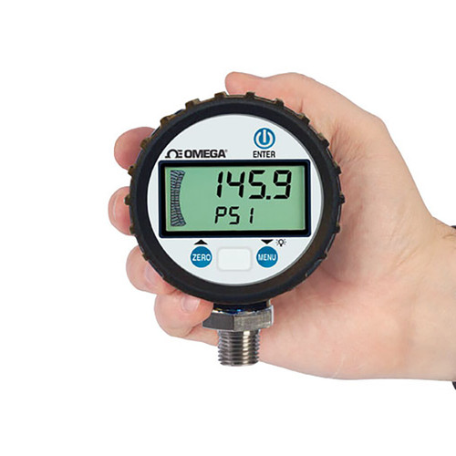 Omega DPG8001-500 : Digital Pressure Gauge, General Purpose, Advanced, Gauge, 0 psi to 500 psi, ± 0.25 %, 1/4 " NPT Male, 5 Digit, Battery Powered, NEMA 4X Case, DPG8001 Series, Each