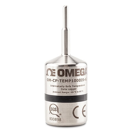Omega OM-CP-TEMP1000IS-A2 : Temperature Data Logger, Intrinsically Safe, 1 Measurement, Internal, 65k Max Samples, Battery, Docking Station to USB (Sold Separately), 4 Hz, OM-CP-TEMP1000IS-A2 Series, Each