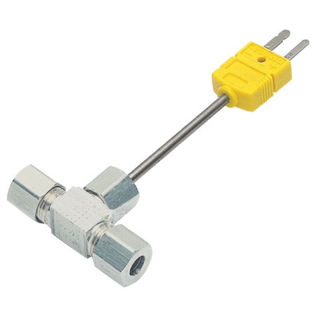 Omega FTP-J-2-SMP-M : Flow Through Temperature Sensor, Miniature CONN, J Type, 0 ¡C to 720 ¡C (32 ¡F to 1300 ¡F), 0.25 " x 2 " (DxL) Probe, 304 SS, Immersion, Grounded, ANSI, Process Tee Fitting, FTP-J Series, Each