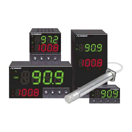 Omega CNITH-I8DH22-5 : Humidity & Temperature Controller, Digital, 1/8 DIN, 4 Digit, 9-Segment Dual LED Display, AC Supply, 2 Solid State Relay O/P, 5 " Probe, CNiTH Series, Each