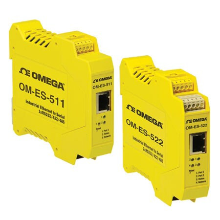 Omega OM-ES-511 : Industrial Ethernet to Serial Device Server, 10/100Base, RS232/RS485 I/P, 1-Port, 1 Megabaud, Web/RFC2217 Configuration, OM-ES-500 Series, Each