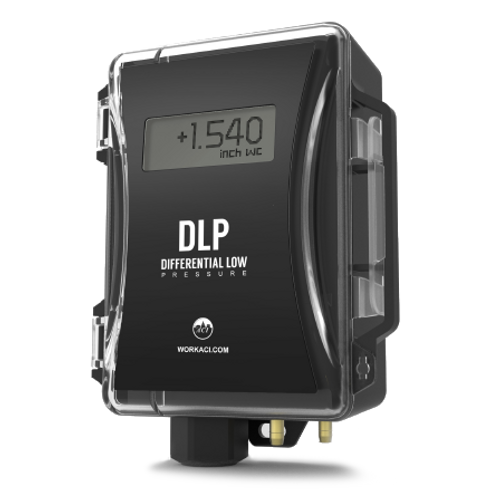 ACI A/DLP-001-W-U-D-A-3 : Differential Pressure Transmitter, Selectable Pressure Range (Uni/Bidirectional): +/-0.1", +/-0.2", +/-0.5", +/-1" WC, Selectable Outputs: 4-20 mA, 0-5 VDC, or 0-10 VDC, 5-Digit LCD, Zero Function, Pitot Tube & DINClip