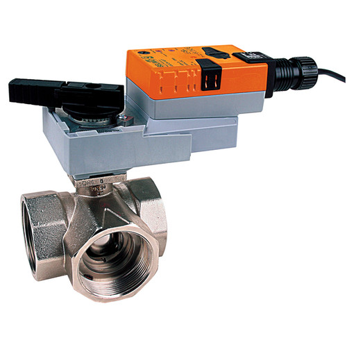 Belimo B329+ARB24-3 : 3-Way 1-1/4" Characterized Control Valve (CCV), Cv Rating 10, (20 GPM @ Δ 4 psi), Stainless Steel Trim + Non-Spring Valve Actuator, 24VAC/DC, On/Off, Floating Point Control Signal, 5-Year Warranty