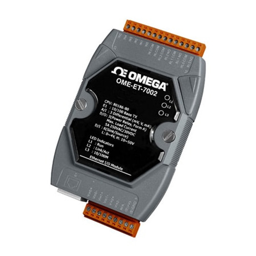 Omega OME-PET-7019Z : Ethernet Remote I/O Module with Built-In Web Server, TC Process Current, Voltage I/P, 10/s Sample Rate, 16 ¡C, 10 Inputs, 6 Outputs, Ethernet, PoE Power, Wide Input Range, OME-PET-7000 Series, Each