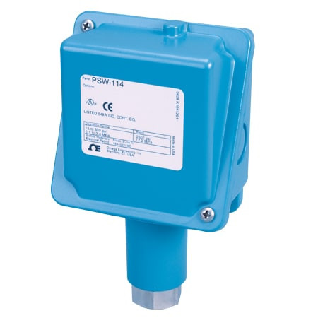 Omega PSW-135 : General Purpose Pressure Switch, Industrial, NEMA-4X Enclosure, Compound Type, 15 A SPDT, 1/2 " NPT Female, -10 inH_O to 10 inH_O, 0.1 inWC to 0.6 inWC Deadband, Fixed, Standard, PSW-100 Series, Each