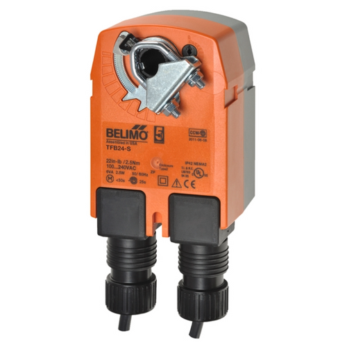 Belimo TFB24-S : Fail-Safe Damper Actuator, 22 in-lb Torque, 24VAC/DC, On/Off Control Signal, (1) SPDT 3A @250V Aux Switch, 5-Year Warranty