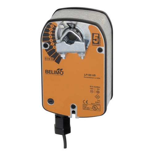 Belimo LF120 US : Fail-Safe Damper Actuator, 35 in-lb Torque, 120VAC, On/Off Control Signal, 5-Year Warranty