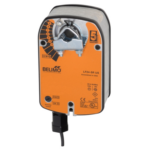 Belimo LF24-SR US : Fail-Safe Damper Actuator, 35 in-lb Torque, 24VAC/DC, Modulating 2-10VDC Control Signal, 5-Year Warranty