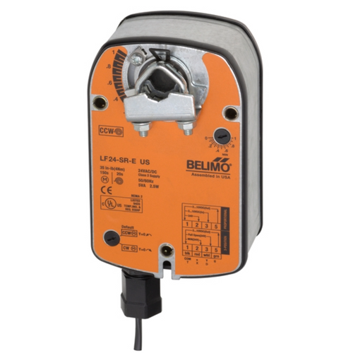 Belimo LF24-SR-E US : Fail-Safe Damper Actuator, 35 in-lb Torque, 24VAC/DC, Modulating 2-10VDC, 3-position or On/Off Control Signal, Built-in Minimum Position Adjustment, 5-Year Warranty