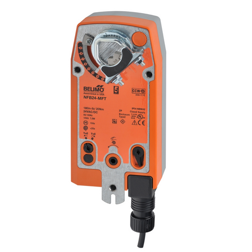 Belimo NFB24-MFT : Fail-Safe Damper Actuator, 90 in-lb Torque, 24VAC/DC, Programmable (2-10VDC Default) Control Signal, 5-Year Warranty