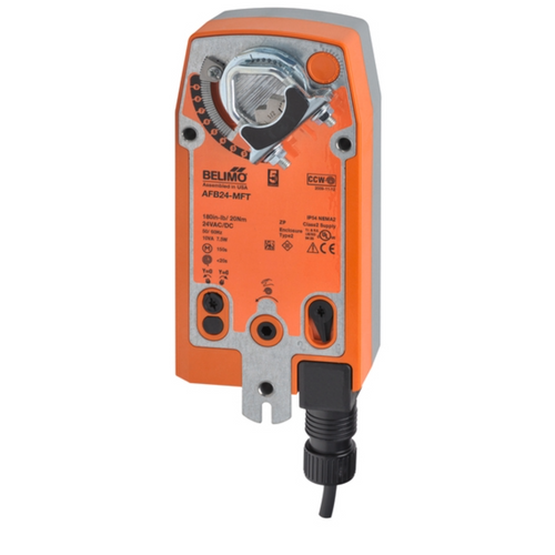 Belimo AFB24-MFT spring-return fail-safe damper actuator, 180 in-lb, programmable MFT