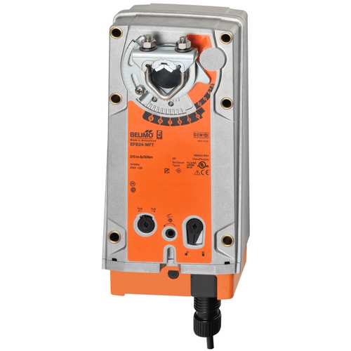 Belimo EFB24-MFT : Fail-Safe Damper Actuator, 360 in-lb Torque, 24VAC/DC, Programmable (2-10VDC Default) Control Signal, 5-Year Warranty
